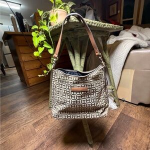 Tommy Hilfiger Brown and Tan Patterned Shoulder Bag